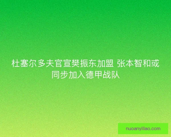 杜塞尔多夫官宣樊振东加盟 张本智和或同步加入德甲战队